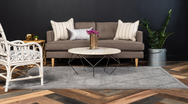 Gray 4' 1 x 6' 1 Trellis Shag Rectangle Area Rug Thick Soft Touch Fluffy & Plush Shaggy Pile Geometric Modern Unique Carpet for Home Interior Design for Sale at Rug Engine