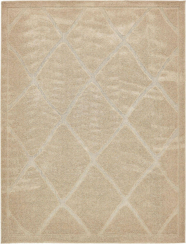 Beige 9' x 12' Trellis Shag Rectangle Area Rug Thick Soft Touch Fluffy & Plush Shaggy Pile Geometric Modern Unique Carpet for Home Interior Design for Sale at Rug Engine