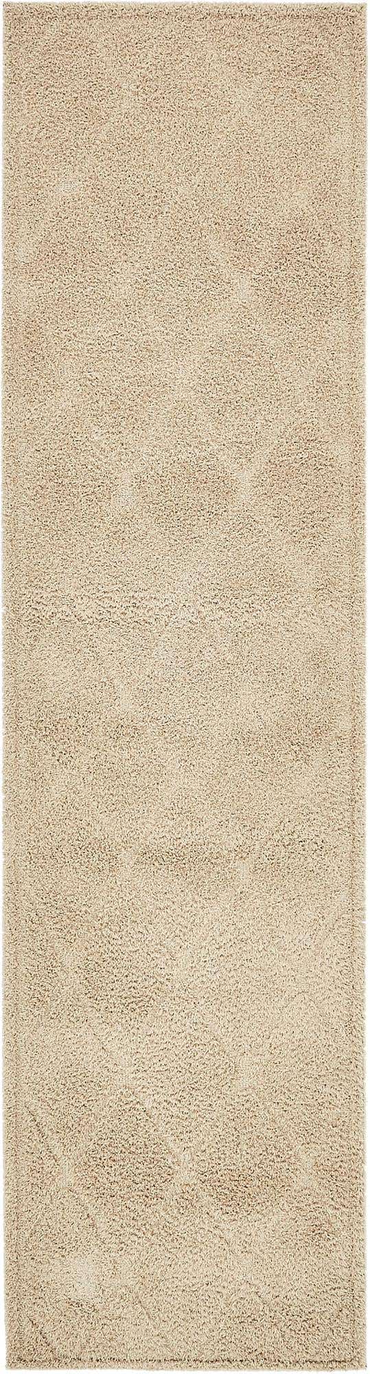 Beige 2' 7 x 10' Trellis Shag Runner Area Rug Thick Soft Touch Fluffy & Plush Shaggy Pile Geometric Modern Unique Carpet for Home Interior Design for Sale at Rug Engine