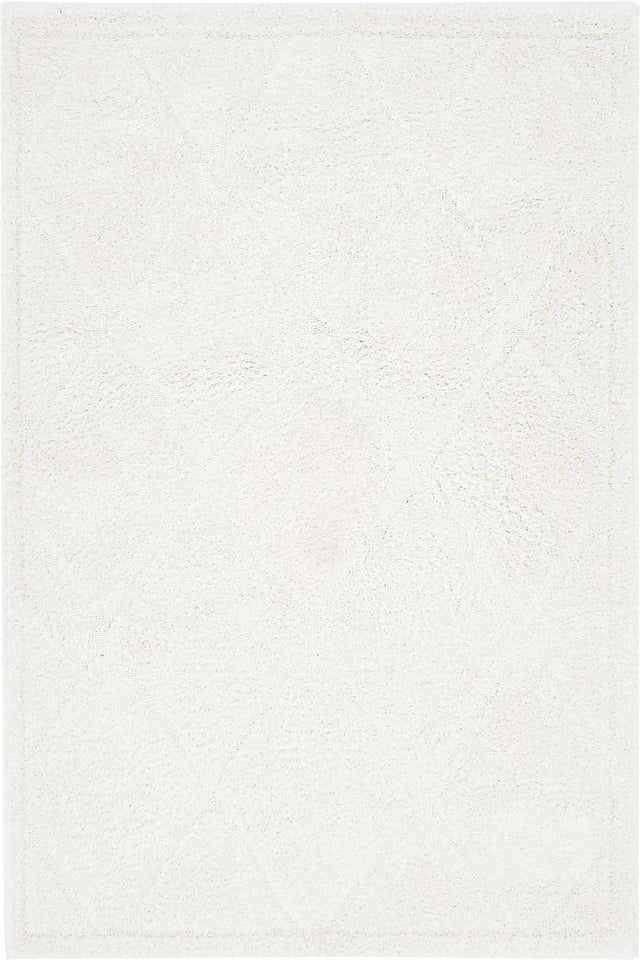 Ivory 4' x 6' Trellis Shag Rectangle Area Rug Thick Soft Touch Fluffy & Plush Shaggy Pile Geometric Modern Unique Carpet for Home Interior Design for Sale at Rug Engine