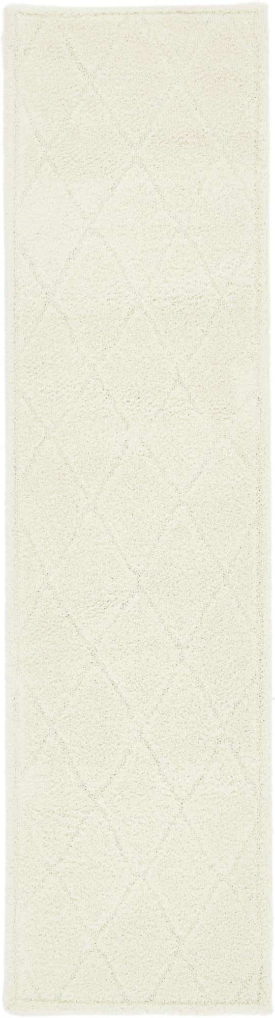 Ivory 2' 7 x 10' Trellis Shag Runner Area Rug Thick Soft Touch Fluffy & Plush Shaggy Pile Geometric Modern Unique Carpet for Home Interior Design for Sale at Rug Engine