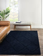 Navy Blue 4' 1 x 6' 1 Trellis Shag Rectangle Area Rug Thick Soft Touch Fluffy & Plush Shaggy Pile
