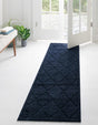 Navy Blue 2' 7 x 10' Trellis Shag Runner Area Rug Thick Soft Touch Fluffy & Plush Shaggy Pile