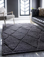 Dark Gray 9' x 12' 2 Trellis Shag Rectangle Area Rug Thick Soft Touch Fluffy & Plush Shaggy Pile
