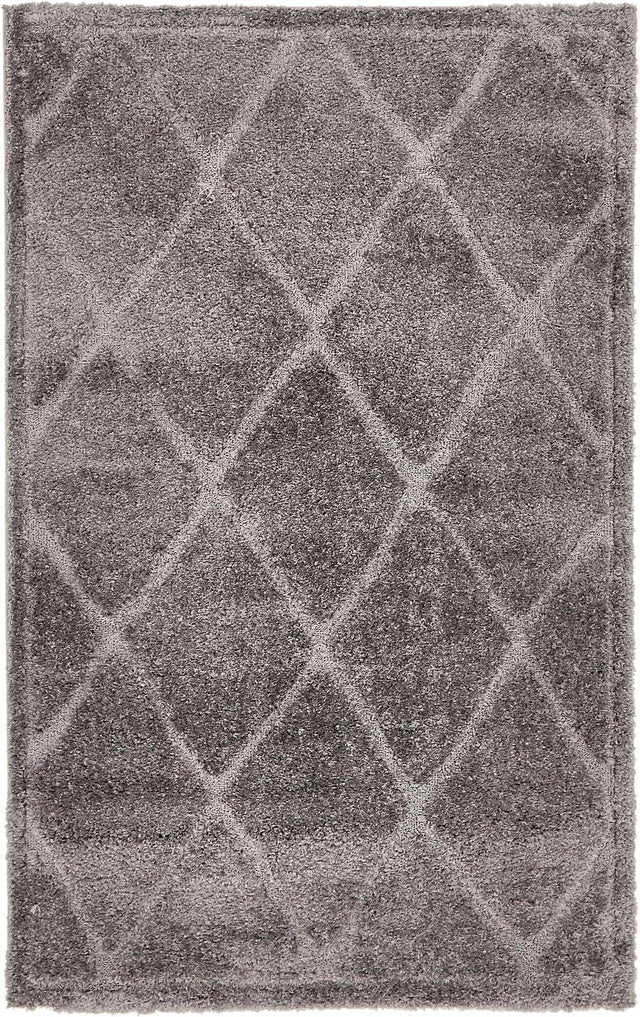 Dark Gray 5' 1 x 8' Trellis Shag Rectangle Area Rug Thick Soft Touch Fluffy & Plush Shaggy Pile Geometric Modern Unique Carpet for Home Interior Design for Sale at Rug Engine