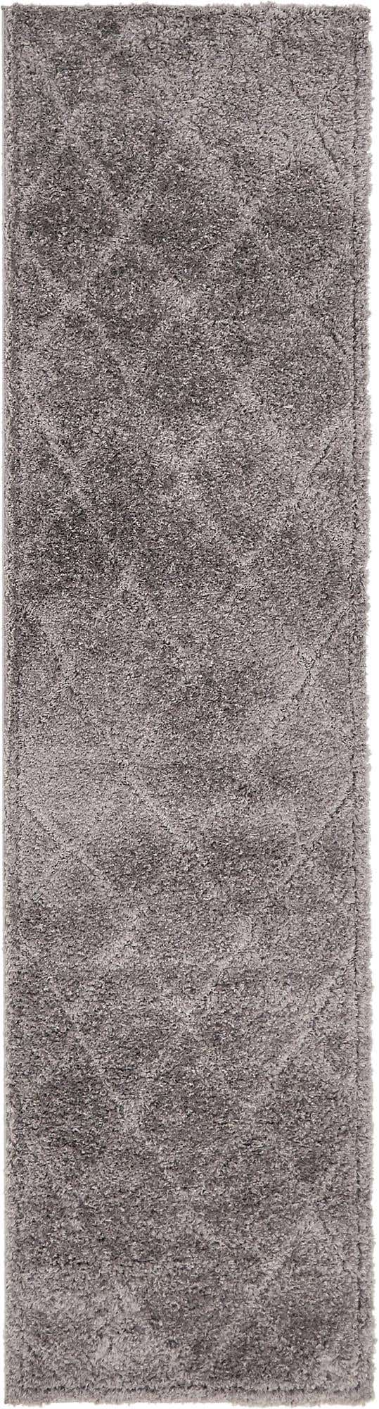 Dark Gray 2' 7 x 10' Trellis Shag Runner Area Rug Thick Soft Touch Fluffy & Plush Shaggy Pile Geometric Modern Unique Carpet for Home Interior Design for Sale at Rug Engine