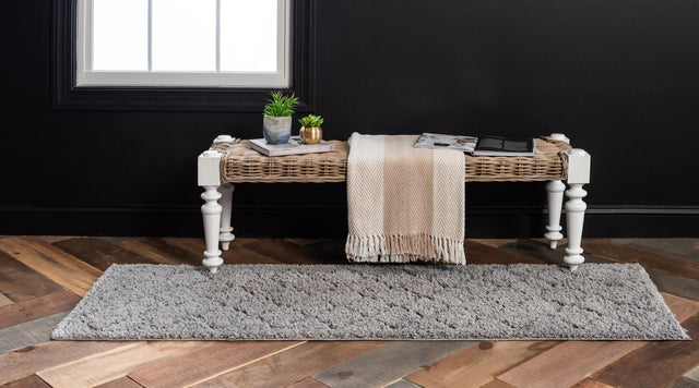 Gray 2' x 6' 7 Trellis Shag Runner Area Rug Thick Soft Touch Fluffy & Plush Shaggy Pile Geometric Modern Unique Carpet for Home Interior Design for Sale at Rug Engine