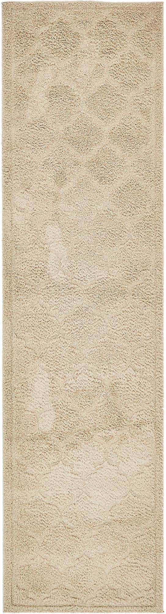 Beige 2' 7 x 10' Trellis Shag Runner Area Rug Thick Soft Touch Fluffy & Plush Shaggy Pile Geometric Modern Unique Carpet for Home Interior Design for Sale at Rug Engine