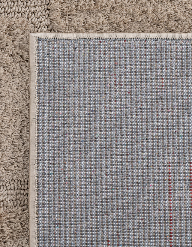 Beige 2' 7 x 10' Trellis Shag Runner Area Rug Thick Soft Touch Fluffy & Plush Shaggy Pile Geometric Modern Unique Carpet for Home Interior Design for Sale at Rug Engine
