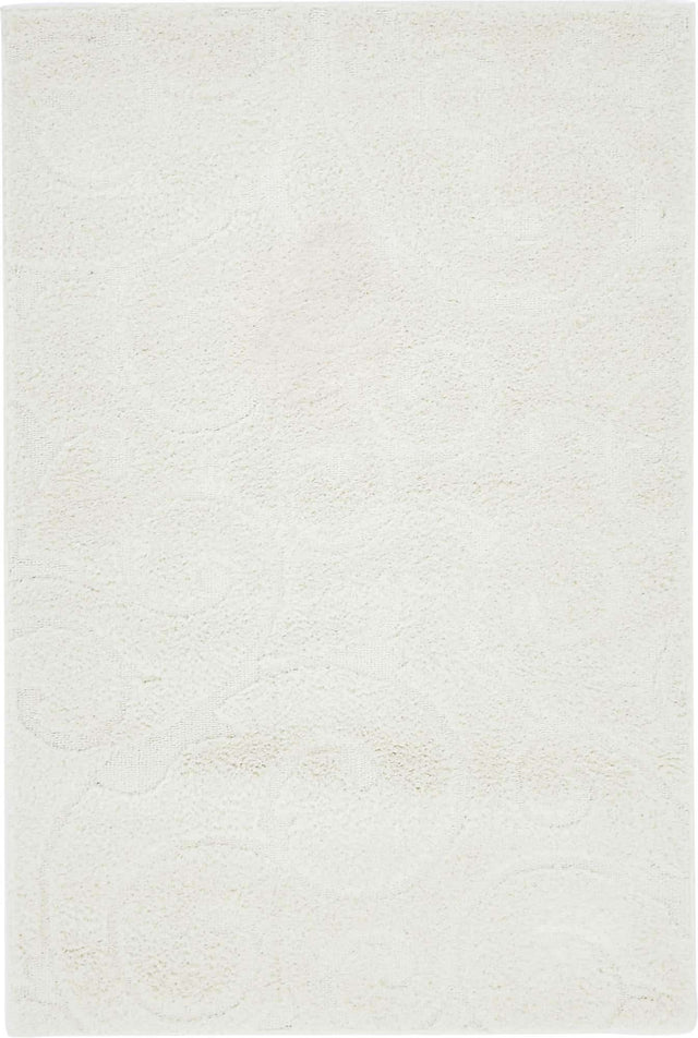 Ivory 8' x 10' Trellis Shag Rectangle Area Rug Thick Soft Touch Fluffy & Plush Shaggy Pile