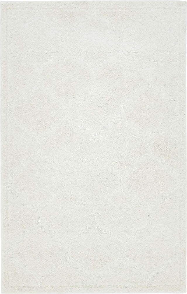 Ivory 5' 1 x 8' Trellis Shag Rectangle Area Rug Thick Soft Touch Fluffy & Plush Shaggy Pile