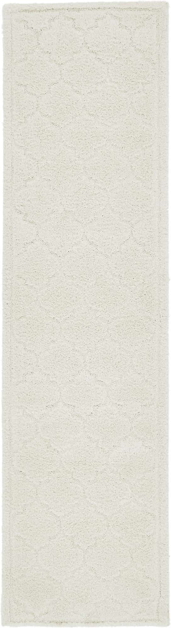 Ivory 2' 7 x 10' Trellis Shag Runner Area Rug Thick Soft Touch Fluffy & Plush Shaggy Pile Geometric Modern Unique Carpet for Home Interior Design for Sale at Rug Engine