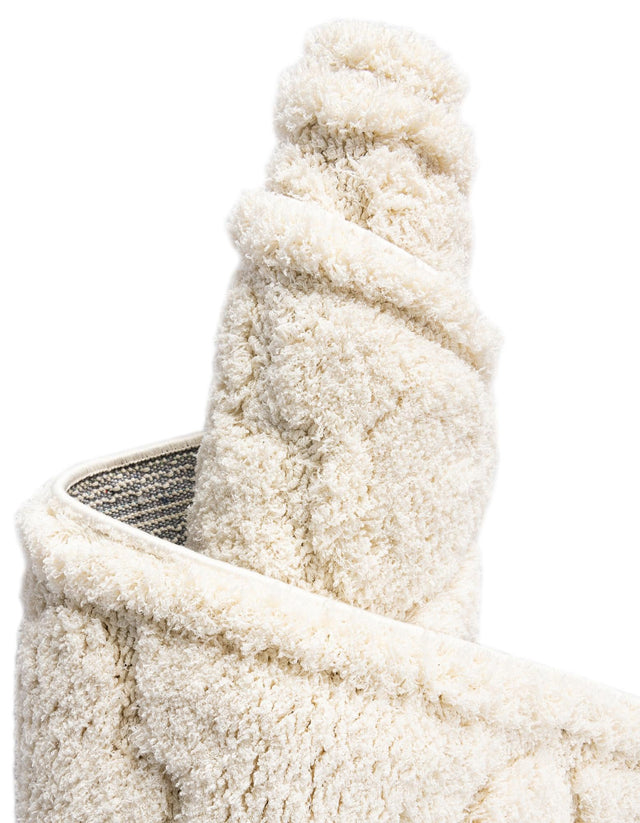 Ivory 2' x 6' 9 Trellis Shag Runner Area Rug Thick Soft Touch Fluffy & Plush Shaggy Pile