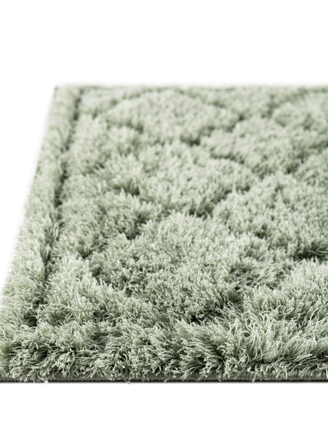 Green 8' x 10' Trellis Shag Rectangle Area Rug Thick Soft Touch Fluffy & Plush Shaggy Pile