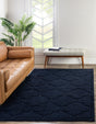 Navy Blue 5' x 8' Trellis Shag Rectangle Area Rug Thick Soft Touch Fluffy & Plush Shaggy Pile