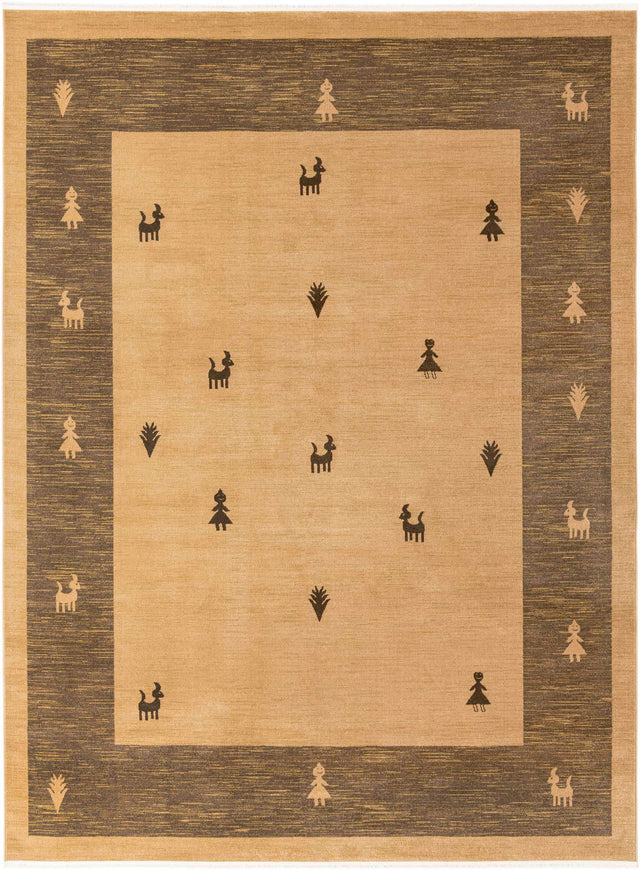 Tan 10' x 13' 1 Fars Rectangle Area Rug 100% Polypropylene Unique Traditional Carpet for Classical Living, Dining Room & Office Spaces for Sale at Rug Engine