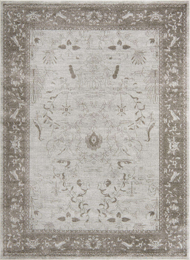 Light Gray 7' 10 x 11' La Jolla Rectangle Area Rug 100% Polypropylene Traditional Pattern Easy Clean Carpet for Living, Dining, Bedroom, Office for Sale at Rug Engine