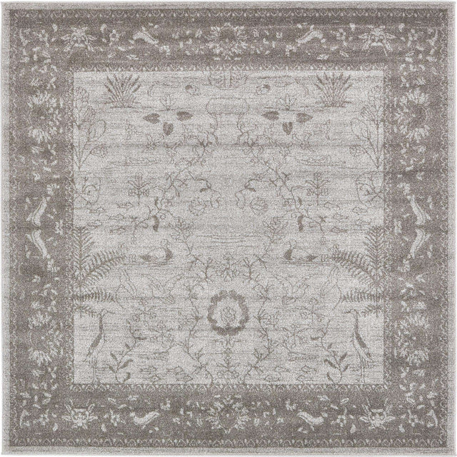Light Gray 6' 1 x 6' 1 La Jolla Square Area Rug 100% Polypropylene Traditional Pattern Easy Clean Carpet for Living, Dining, Bedroom, Office for Sale at Rug Engine