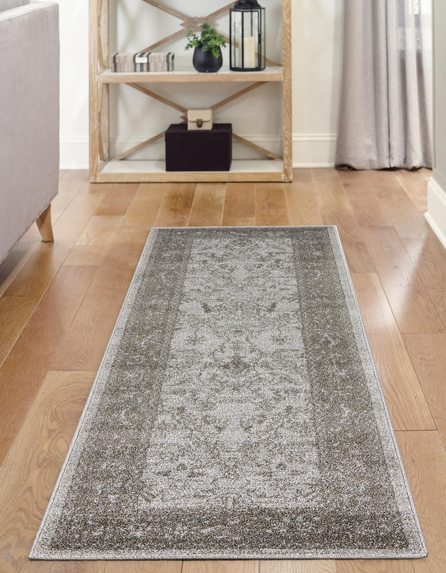 Light Gray 2' x 6' 1 La Jolla Runner Area Rug 100% Polypropylene Traditional Pattern Easy Clean Carpet for Living, Dining, Bedroom, Office for Sale at Rug Engine