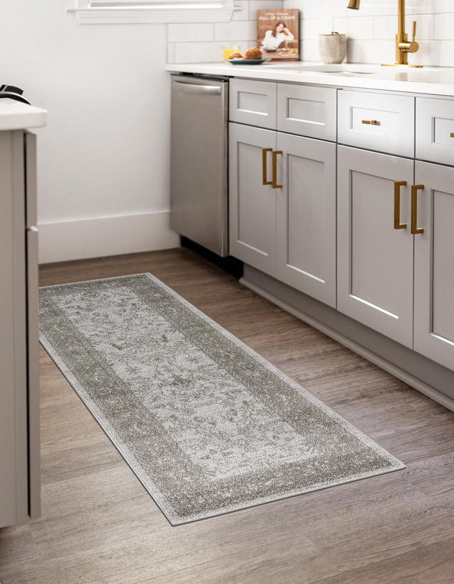 Light Gray 2' x 6' 1 La Jolla Runner Area Rug 100% Polypropylene Traditional Pattern Easy Clean Carpet for Living, Dining, Bedroom, Office for Sale at Rug Engine