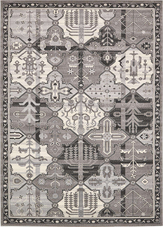 Gray 10' x 14' 1 La Jolla Rectangle Area Rug 100% Polypropylene Traditional Pattern Easy Clean Carpet for Living, Dining, Bedroom, Office for Sale at Rug Engine