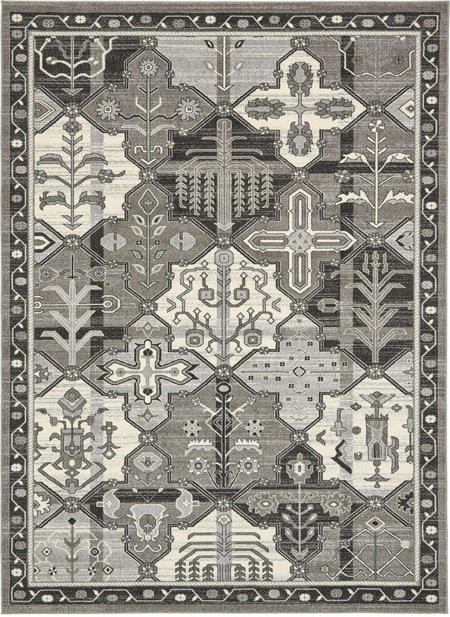 Gray 7' 10 x 11' La Jolla Rectangle Area Rug 100% Polypropylene Traditional Pattern Easy Clean Carpet for Living, Dining, Bedroom, Office for Sale at Rug Engine