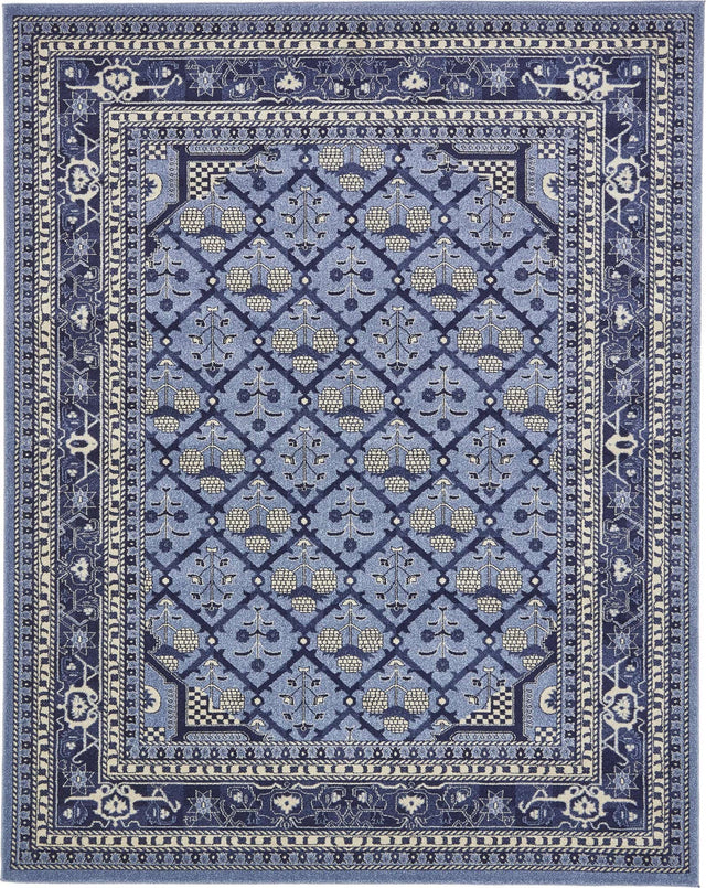 Blue 7' 10 x 10' La Jolla Rectangle Area Rug 100% Polypropylene Traditional Pattern Easy Clean Carpet for Living, Dining, Bedroom, Office for Sale at Rug Engine