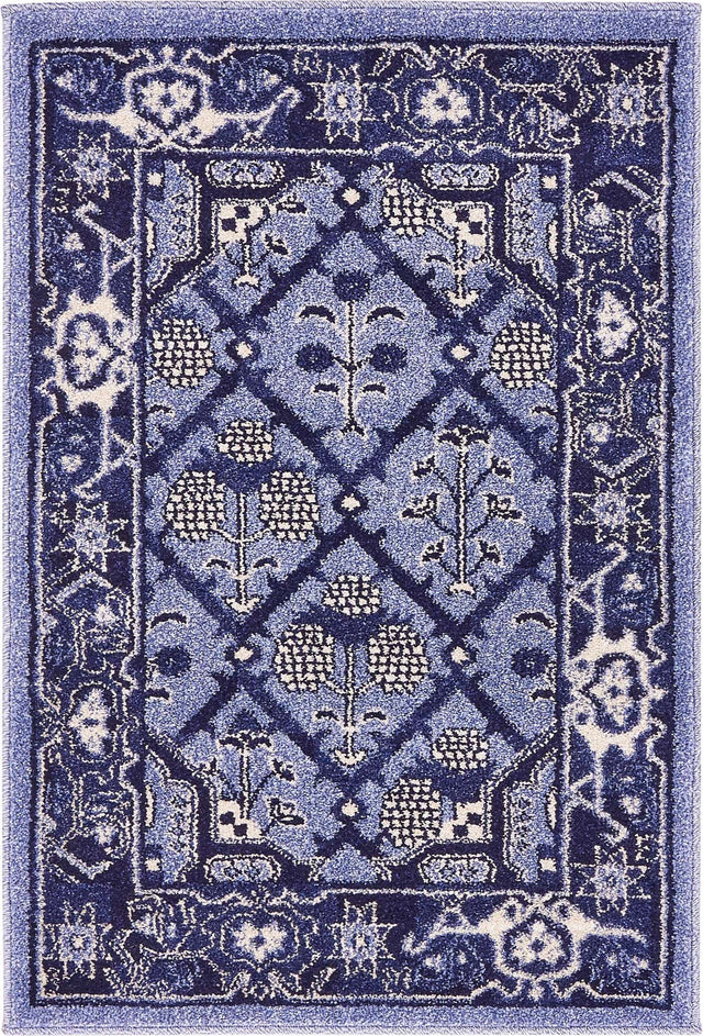 Blue 2' x 3' 1 La Jolla Rectangle Area Rug 100% Polypropylene Traditional Pattern Easy Clean Carpet for Living, Dining, Bedroom, Office for Sale at Rug Engine