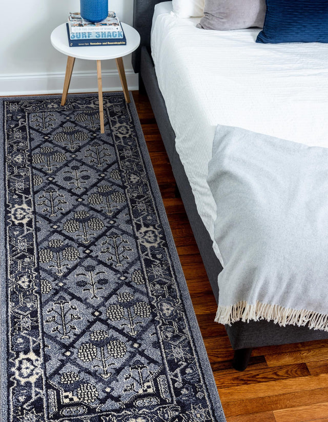 Blue 2' x 6' 1 La Jolla Runner Area Rug 100% Polypropylene Traditional Pattern Easy Clean Carpet for Living, Dining, Bedroom, Office for Sale at Rug Engine