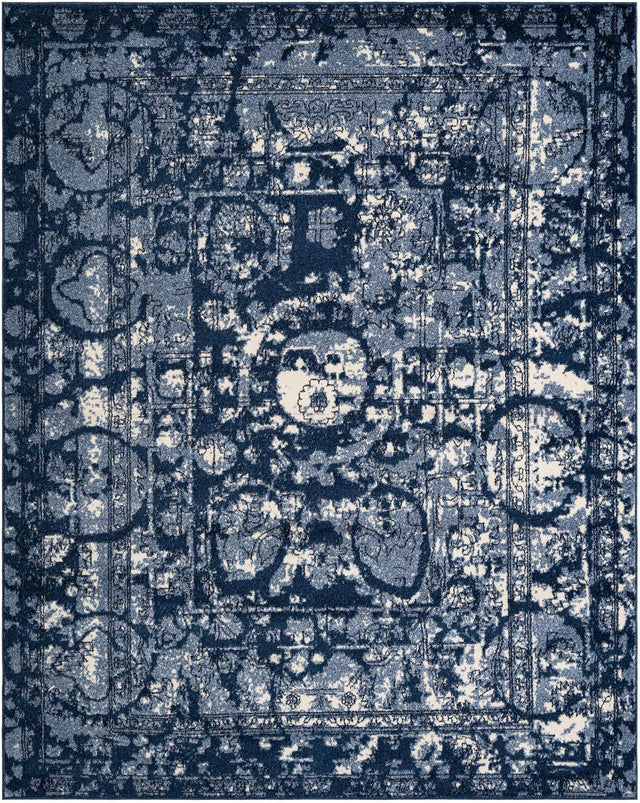 Blue 7' 10 x 10' La Jolla Rectangle Area Rug 100% Polypropylene Traditional Pattern Easy Clean Carpet for Living, Dining, Bedroom, Office for Sale at Rug Engine