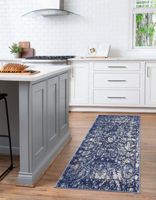 Blue 2' x 6' 1 La Jolla Runner Area Rug 100% Polypropylene Traditional Pattern Easy Clean Carpet for Living, Dining, Bedroom, Office for Sale at Rug Engine