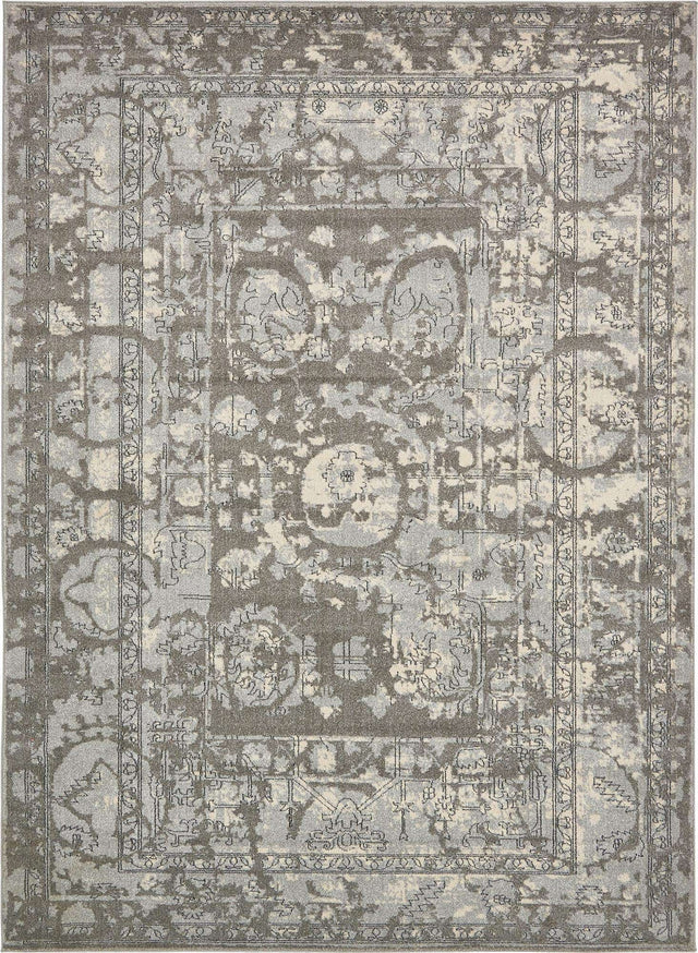 Gray 7' 10 x 11' La Jolla Rectangle Area Rug 100% Polypropylene Traditional Pattern Easy Clean Carpet for Living, Dining, Bedroom, Office for Sale at Rug Engine