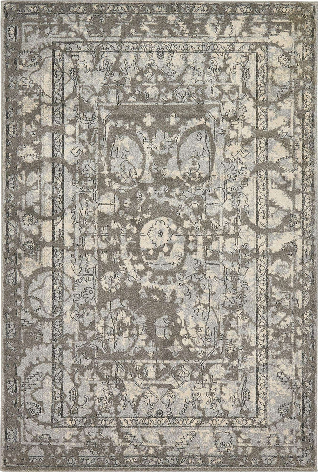 Gray 6' 1 x 9' La Jolla Rectangle Area Rug 100% Polypropylene Traditional Pattern Easy Clean Carpet for Living, Dining, Bedroom, Office for Sale at Rug Engine