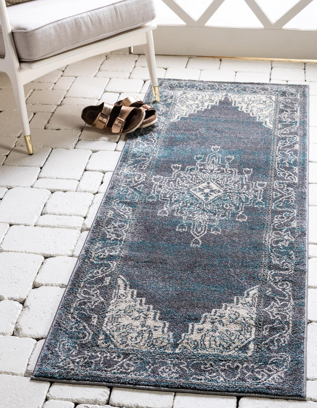 Gray 2' 2 x 6' 1 Aurora Runner Area Rug 60% Polypropylene & 40% Polyester Living Dining Room Bedroom Office Modern Decor Carpet for Sale at Rug Engine