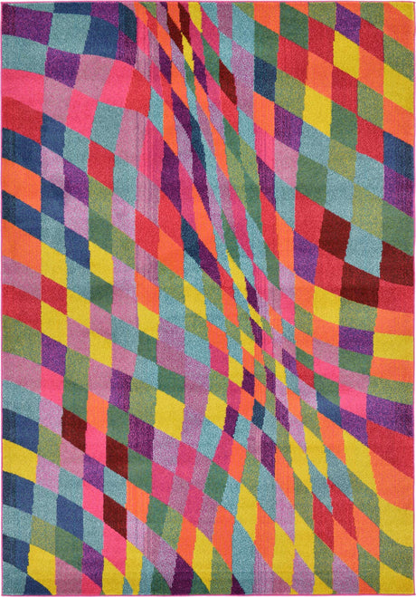 Multicolor 6' 1 x 9' Estrella Rectangle Area Rug 100% Polypropylene Non-Shedding Stain Resistant Carpet Colorful Modern Abstract Design Easy Clean for Home Decor for Sale at Rug Engine