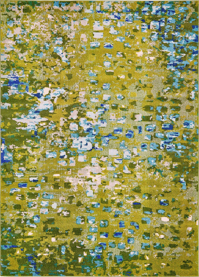 Green 8' x 11' Jardin Rectangle Area Rug 100% Polypropylene With Cotton Backing Colorful & Vivid Modern Carpet for Home Decor for Sale at Rug Engine