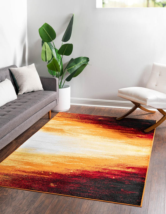 Orange 4' x 6' Metro Rectangle Area Rug 100% Polypropylene Abstract Modern Easy Clean Carpet for Living Room, Dining, Bedrooms for Sale at Rug Engine