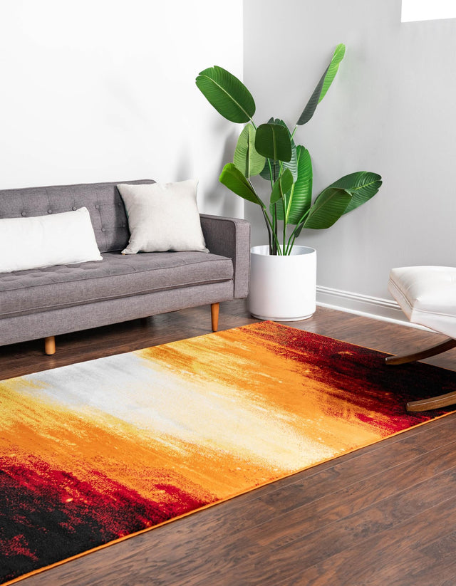 Orange 4' x 6' Metro Rectangle Area Rug 100% Polypropylene Abstract Modern Easy Clean Carpet for Living Room, Dining, Bedrooms for Sale at Rug Engine
