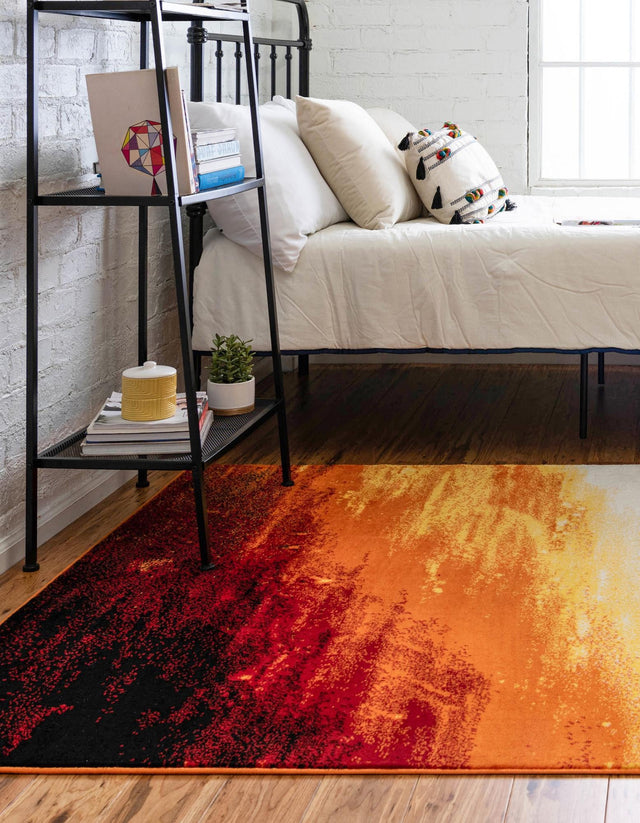 Orange 4' x 6' Metro Rectangle Area Rug 100% Polypropylene Abstract Modern Easy Clean Carpet for Living Room, Dining, Bedrooms for Sale at Rug Engine