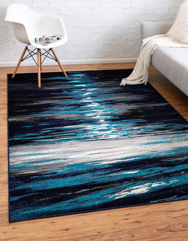 Navy Blue 2' x 3' 1 Metro Rectangle Area Rug 100% Polypropylene Abstract Modern Easy Clean Carpet for Living Room, Dining, Bedrooms for Sale at Rug Engine