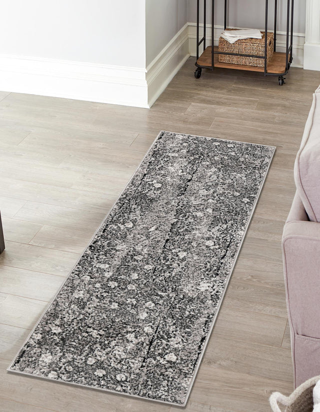 Dark Gray 2' x 13' Metro Runner Area Rug 100% Polypropylene Abstract Modern Easy Clean Carpet for Living Room, Dining, Bedrooms for Sale at Rug Engine