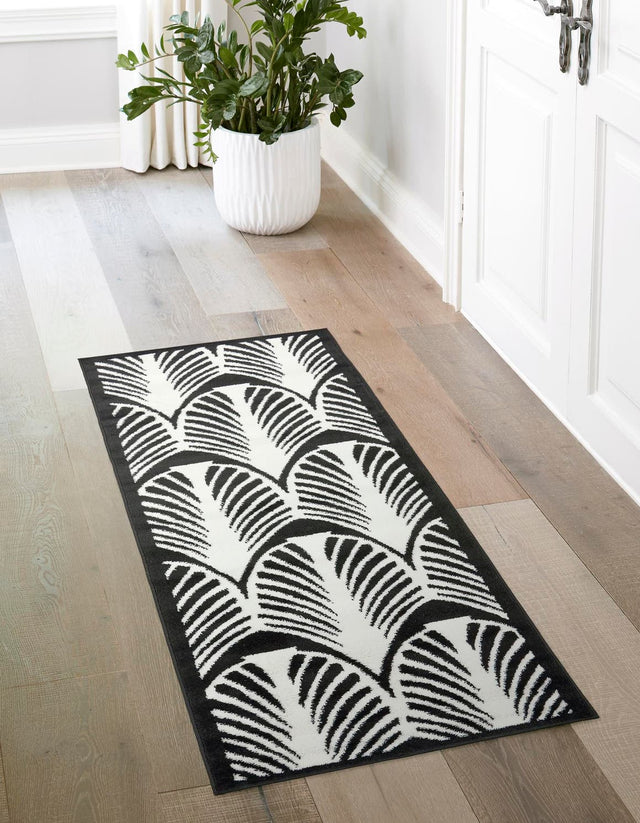 Black 2' x 6' 7 Metro Runner Area Rug 100% Polypropylene Abstract Modern Easy Clean Carpet for Living Room, Dining, Bedrooms for Sale at Rug Engine