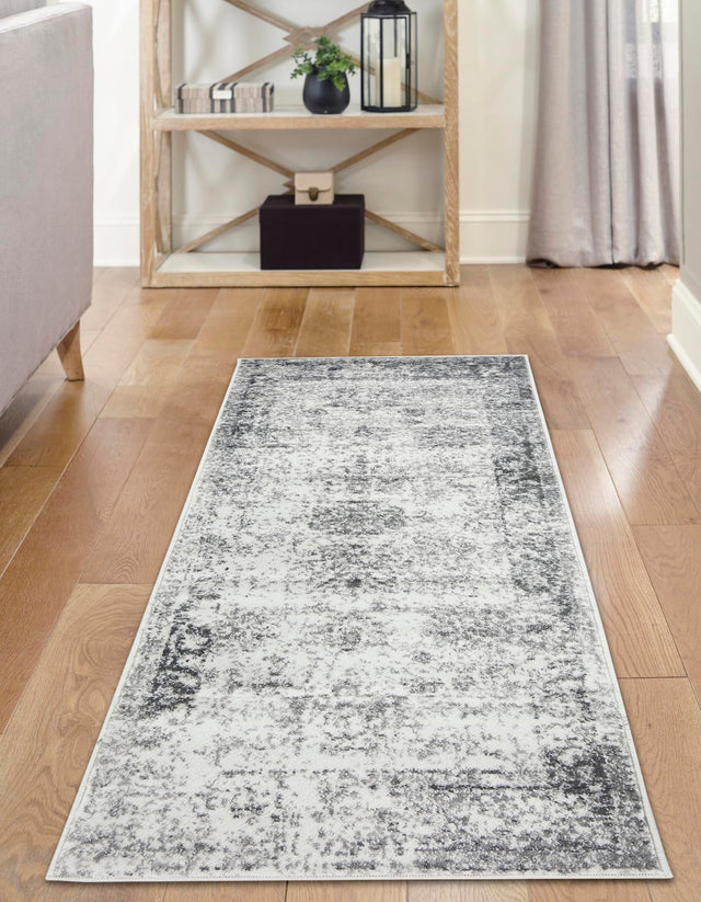 Gray 2' 7 x 12' Sofia Runner Area Rug Durable Easy Clean Stain Resistant Unique Carpet for Affordable Interior Home Design for Sale at Rug Engine