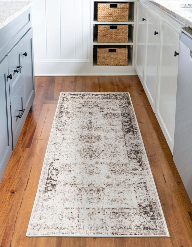 Beige 3' 3 x 16' 5 Sofia Runner Area Rug Durable Easy Clean Stain Resistant Unique Carpet for Affordable Interior Home Design for Sale at Rug Engine
