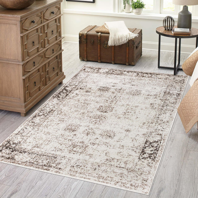 Beige 5' 3 x 8' Sofia Rectangle Area Rug Discounted Clearance Final Sale