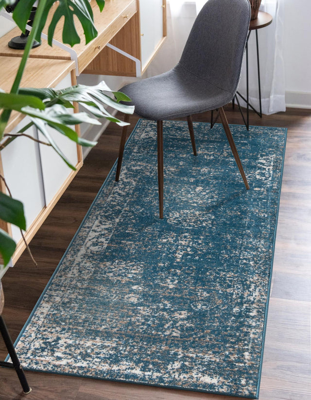 Blue 2' x 13' 1 Sofia Runner Area Rug Durable Easy Clean Stain Resistant Unique Carpet for Affordable Interior Home Design for Sale at Rug Engine