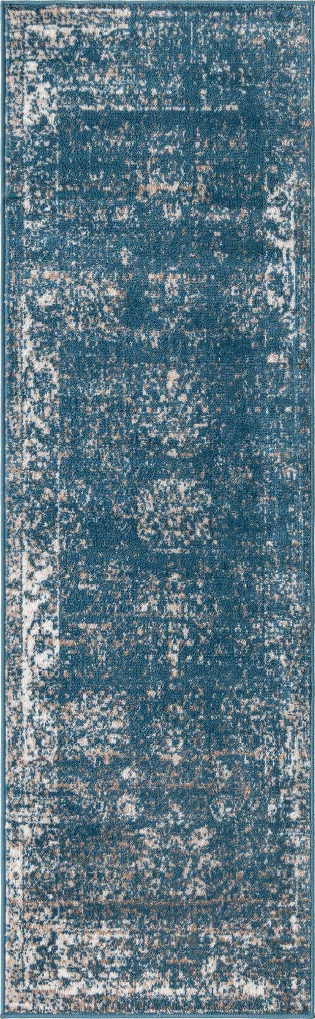 Blue 2' x 6' 7 Sofia Runner Area Rug Durable Easy Clean Stain Resistant Unique Carpet for Affordable Interior Home Design for Sale at Rug Engine
