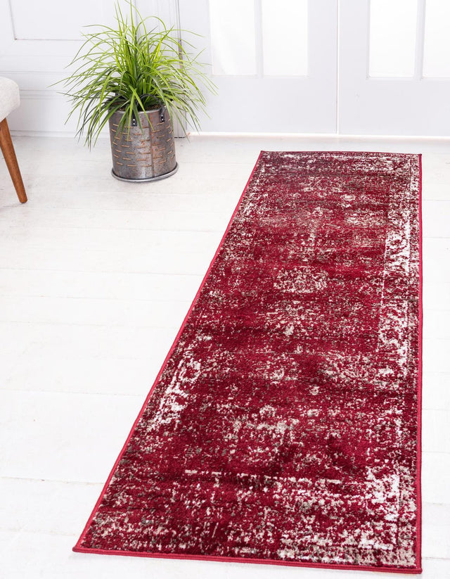 Burgundy 2' x 13' 1 Sofia Runner Area Rug Durable Easy Clean Stain Resistant Unique Carpet for Affordable Interior Home Design for Sale at Rug Engine