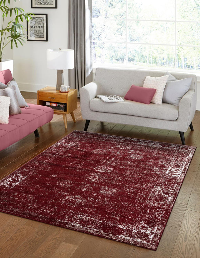Burgundy 9' x 12' Sofia Rectangle Area Rug Durable Easy Clean Stain Resistant Unique Carpet for Affordable Interior Home Design for Sale at Rug Engine