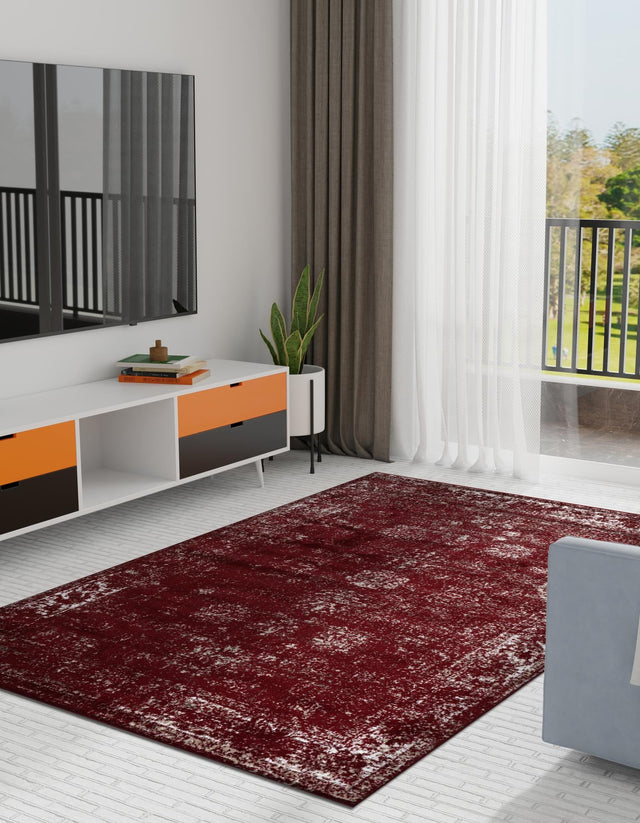 Burgundy 5' 3 x 8' Sofia Rectangle Area Rug Durable Easy Clean Stain Resistant Unique Carpet for Affordable Interior Home Design for Sale at Rug Engine